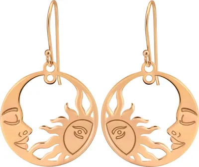Produktbild von 925 Sterling Silber Ohrhaken lasergeschnittene Mond- und Sonnenohrringe rosévergoldet