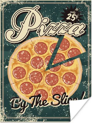 Produktbild von MuchoWow® Poster Vintage-Poster einer Pizzawerbung 90x120 cm - Wohnzimmer