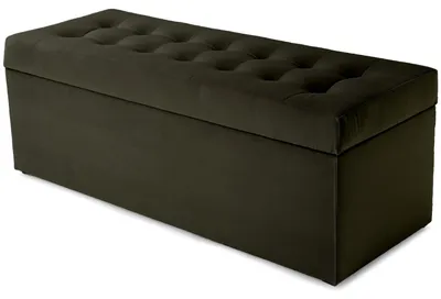 Produktbild von MG Design Polsterhocker Schwarz 45x120 cm - Stauraum 140L, bis 300 kg, samtig-weich mit Schimmer, pflegeleicht, für Wohnzimmer & Flur