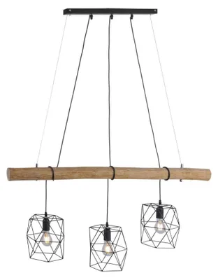 Immagine prodotto di Lampada a sospensione, fascio naturale, griglia nera, L 120 cm, EDGAR