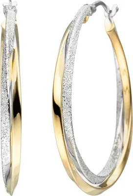 Produktbild von JOBO Creolen verschlungen 925 Sterling Silber bicolor vergoldet Ohrringe