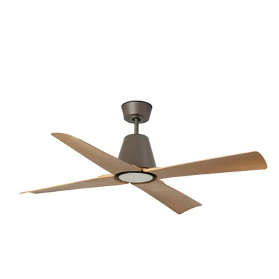 Produktbild von Outdoor Energiespar Deckenventilator mit LED Beleuchtung und Fernbedienung Typhoon Braun / Ahorn 130 cm IP44