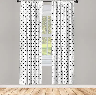 Produktbild von ABAKUHAUS Schwarz und weiß Vorhänge, Gardinen, Stark vereinfachtes einfarbiges geometrisches Muster mit Rhombus-Hand gezeichnetem Mosaik, 2 Stück 75 x 225 cm, , Schwarz und weiß