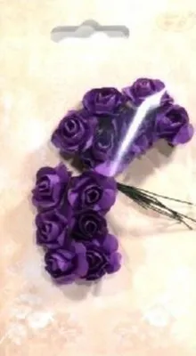 Image de Roses en papier 12 pièces violet foncé