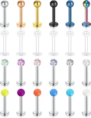 Produktbild von Tragus Helix Piercing Set 16G Edelstahl Bioflex 6/8/10mm 18er Pack