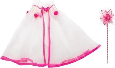 Produktbild von Cape mit Zauberstab, weiß-pink, S-M
