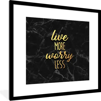 Produktbild von MuchoWow® Gerahmtes Poster Zitat - Leben - Gold - Schwarz 40x40 cm - Poster mit Schwarzem Bilderrahmen Wandposter Rahmen Foto Bilder - Poster - Plakat im Rahmen