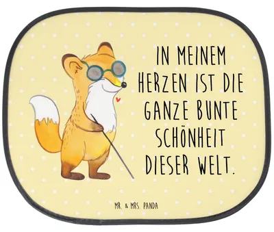 Produktbild von Mr. & Mrs. Panda Auto Sonnenschutz Fuchs Blindheit - Gelb Pastell - Geschenk, Scheibenschutz, Erblindung, Sonnenblende, Autoscheiben, saugnapf