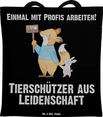 Produktbild von Mr. & Mrs. Panda Schultasche Tierschützer Leidenschaft - Schwarz - Geschenk, Tasche, Tote Bag, Laptoptasche, Shopping, Stoffbeutel
