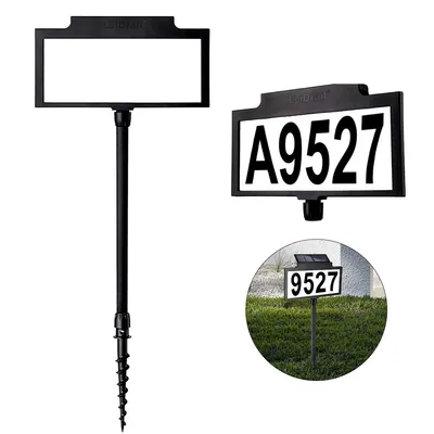 Produktbild von Solar Adressschild, beleuchtete Hausnummern, wasserdicht, solarbetriebene LED-beleuchtete Adressschilder mit Pfählen,820*250MM,Nummern senden