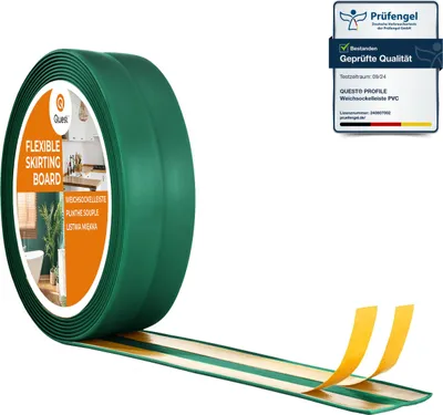 Immagine prodotto di QUEST Profilo di finitura in PVC 30x30mm, 15m, autoadesivo, nastro decorativo flessibile, verde