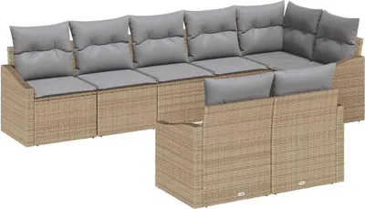 Produktbild von vidaXL Sofa Set 8 stk. Beige [Synthetisch]: Poly Rattan