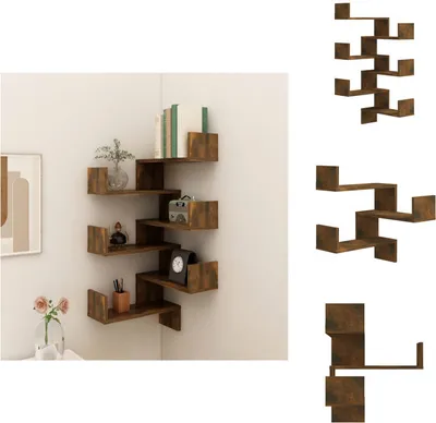 Produktbild von vidaXL Wand-Eckregale 2 Stk. Räuchereiche 40x40x50 cm Holzwerkstoff -  Wandregale