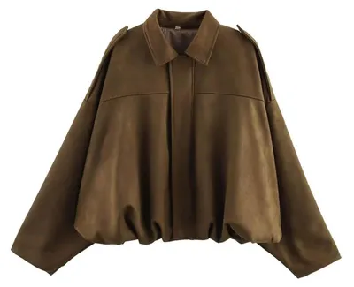 Image de Veste bomber pour femmes - Imitation daim - Marron