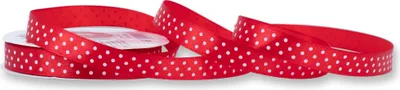 Produktbild von Satinband mit Punkten 12mm x 25m Rolle Rot / Weiß