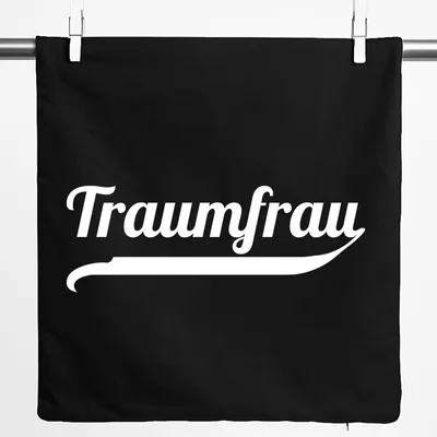 Produktbild von Huuraa Kissenbezug Traumfrau Schriftzug 40x40cm Black Baumwolle Dekokissenbezug Geschenkidee