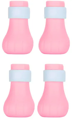 Produktbild von 4 Stück kratzfeste Katzenfußabdeckungen, verstellbare Silikon-Haustier-AntiOff-Klauen-Schuhe, Stiefel-Abdeckung (Rosa)