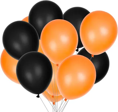 30 orange-schwarze Heliumballons für Feste