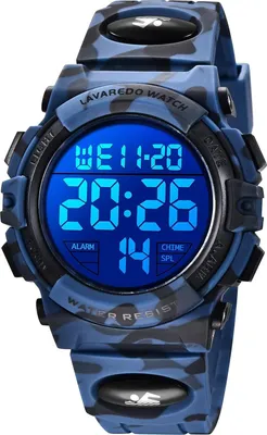 Produktbild von Digitaluhr für Kinder Jungen, 50M Wasserdicht Sportuhr Outdoor Digitaluhr für Kinder Stoßfest Silikon Uhrenarmband mit Alarm Stoppuhr LED Licht