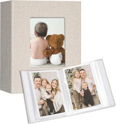 Image de Vienrose Album photo 10x15 Petit pack de 2 couvertures en lin - Album à pochettes 50 poches avec 100 photos Beige