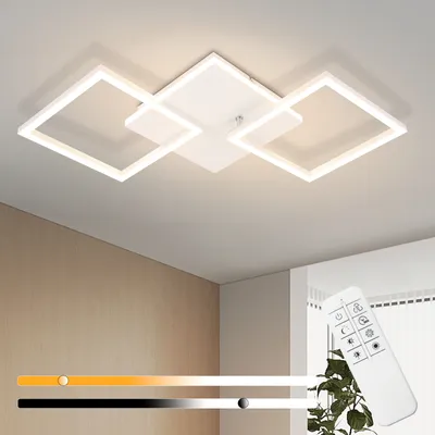 Obrázek produktu pro ZMH stropní svítidlo LED stropní lampa do ložnice 32W kuchyňská lampa stmívatelná lampa do obývacího pokoje s dálkovým ovládáním moderní designová lampa do předsíně bílá lampa do ložnice čtvercová stropní svítidla do kanceláře dětský pokoj