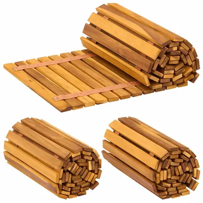 Image de 3 allées de jardin, bois massif d'acacia, dimensions : 200 x 40 cm, style naturel