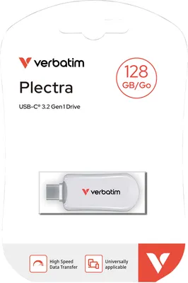 Produktbild von Verbatim 30229, 128 GB, USB Typ-C, 3.2 Gen 1 (3.1 Gen 1), 100 MB/s, Ohne Deckel, Weiß