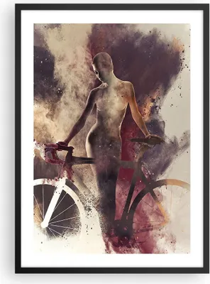 Produktbild von Gerahmtes Poster - Schwarzer Rahmen - Körper Mädchen Fahrrad Illustration - 50x70 cm - Wand Bild - Wanddeko - Wandbilder - Wandposter - Bilderrahmen - Bilder - Kunstdruck - Wandbild - P2BPA50x70-3136