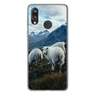 Produktbild von MuchoWow® Handyhülle Schutzhülle Hülle für Huawei P20 Lite (2020) Schafe - Natur - Berge Silikon Softcase Handy Hülle - Kartenhalter