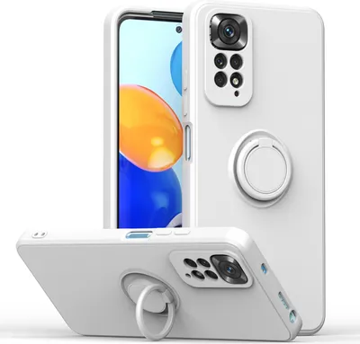 Produktbild von Redmi Note 11 Handyhülle, Ring Halter Ständer Kratzfeste Weiche Silikon schutzhülle für Xiaomi Redmi Note 11 / Note 11S Weiß