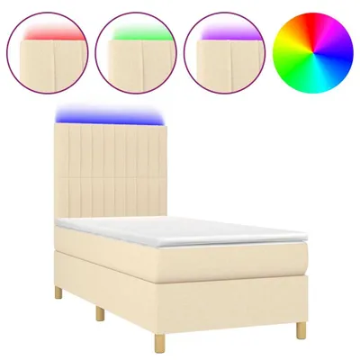 Produktbild von vidaXL Boxspringbett mit Matratze & LED Creme 90x200 cm Stoff