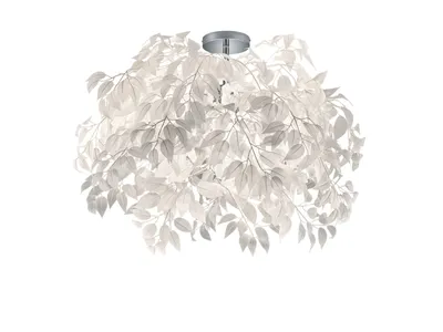 A white ceiling lamp with a leaf-like design.