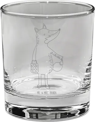Produktbild von Mr. & Mrs. Panda Glas Fuchs Laterne - Transparent - Geschenk, Selbstbewusst, gravur, Tumbler, Cocktailglas, Longdrinkglas, Sankt Martin, Trinkglas