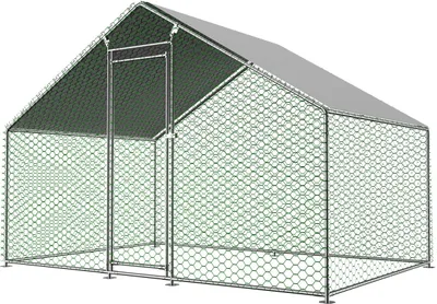 Produktbild von Freilaufgehege Hühnerstall 3x2x2m mit Sicherheitsschloss und Wasserdichtes PE-Tuch, Freilaufgehege aus Metall für Hühner,Kaninchen usw.