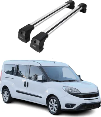 Image de Barres de toit transversales pour Fiat Doblo 2010-2021 Aluminium Gris 2x