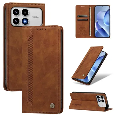 Produktbild von Handyhülle für Xiaomi Poco F8 Pro/Redmi K90, Leder Wallet Klapphülle mit Standfunktion, Stoßfeste Schutzhülle Braun