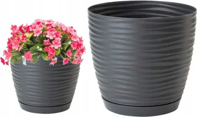 Obrázok produktu pre KADAX "Temara" kvetináč s podšálkou, kvetináč, plastový kvetináč, kvetináč, okrúhly, 13 cm, antracit