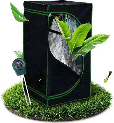 Produktbild von Melko Gewächshaus inkl. 3 in 1 Feuchtigkeitsmessgerät für Pflanzen Pflanzenzelt Growbox Indoor Zuchtzelt Zuchtschrank - 60x60x120cm