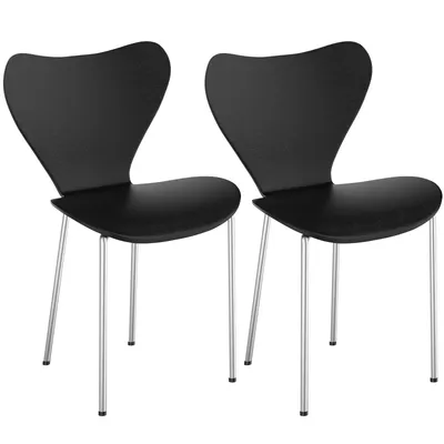 Produktbild von Esszimmerstuhl 2er Set Küchenstuhl Stapelbar Wohnzimmerstuhl mit Rückenlehne PP Schwarz