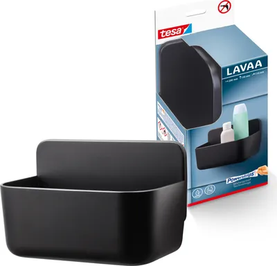 Produktbild von tesa Lavaa Duschkorb S Duschablage schwarz Badregal zur Wandmontage ohne Bohren