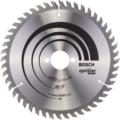 Obrázek produktu pro Bosch 2608640617 Bosch Kreissägeblatt Optiline Holz 190 x 30 48D