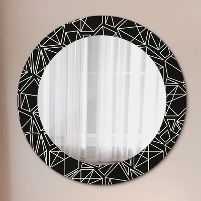 Produktbild von Spiegel mit Grafiken – Modern Spiegel - Dekorative Spiegel – Schminkspiegel - Rundspiegel - Geometrisch Muster - Rund: Ø60 cm