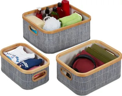 Obrázek produktu pro relaxdays Grey úložný koš sada 3 kusů