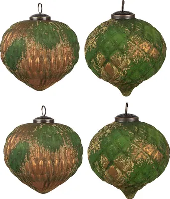 Immagine prodotto di Clayre & Eef Set di 4 gingilli natalizi Ø 13x13 cm in vetro marrone verde