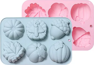 Produktbild von 2 STÜCKE 6-fach Antihaft-3D-Tannenzapfenblatt-Kürbis-Kuchenform-Form Seifenform Für Cupcake-Süßigkeiten-Gelee-Pudding-Schokoladen-Party