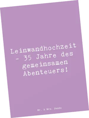 Produktbild von Mr. & Mrs. Panda Postkarte Spruch 35. Hochzeitstag Leinwandhochzeit - Lavendeltraum - Geschenk, Heiraten, Fotokarte, bildkarte, Meilenstein, Geschenke, Beständigkeit