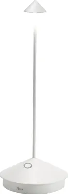 Immagine prodotto di Lampada a led da tavolo Pina Pro Bianca ricaricabile e dimmerabile senza fili Zafferano CCT 2200-2700-3000K IP54 Batteria da 12h
