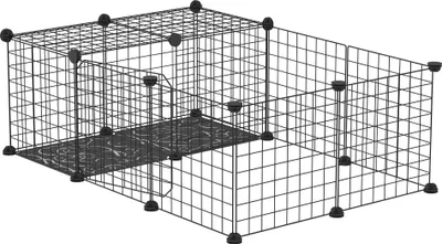 Image de Enclos pour petits animaux parc pour lapins, cochons d'Inde et rongeurs modulable, noir