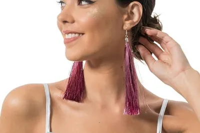 Produktbild von Chaks - Lametta-Ohrringe, 17 cm Glitzer-Ohrhänger für Damen