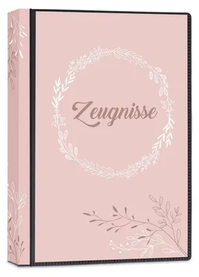 Produktbild von Zeugnismappe A4 mit 40 Klarsichthüllen, Rosa Kranzmuster